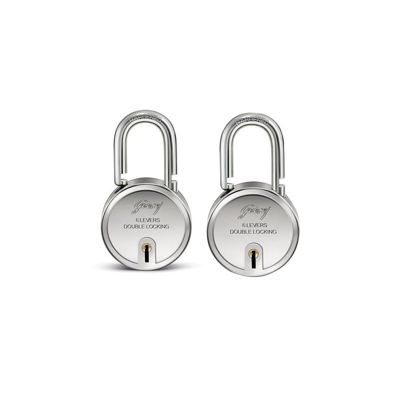 For 449/-(10% Off) Godrej 6 Levers Round Padlock with 3 Keys, 8148 (Pack of 2) at Moglix